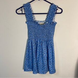 Clarisbelle Girls Dress Smocked Bodice Blue Floral Small